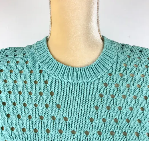 Joe Fresh Turquoise Perforated Knit Sweater