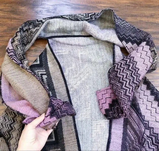 Missoni • Zigzag Wool Scarf Cape vest poncho Italian luxury designer pink tan