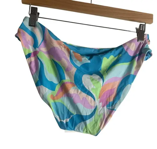 BECCA by Rebecca virtue Becca Emmalyn Blue Multicolor Print Split Side Hipster Bikini Bottoms Size L