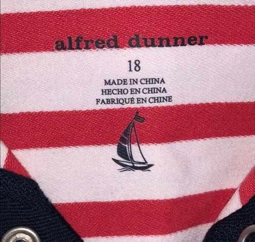 Alfred Dunner Size 18 Stripe w/ Sailboat Embellishment Snap Button Knit Jacket