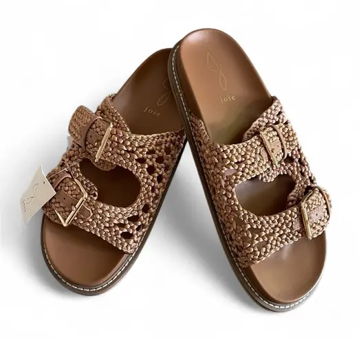 Joie  Weaver Slide Sandals Woven Braided Tan Bronze Gold Hardware Size 9.5 Summer - Image 1