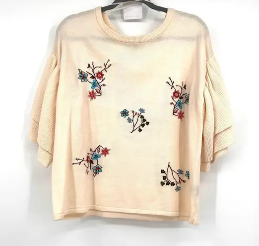 Jealous Tomato Cream Embroidered Sweater Size Small