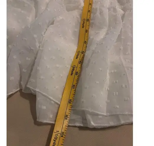 Women's Bright Maid Dress M White Swiss Polka Dots Ruffle Trim Pleated 2 Tiers Size M