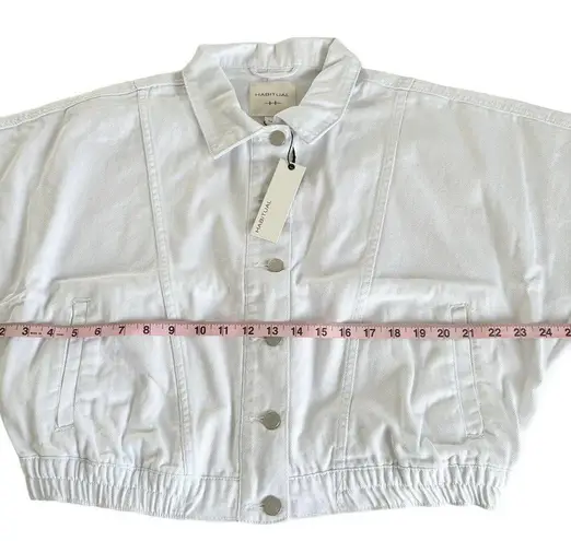 Habitual Oversize White Short Sleeve Crop Denim Jacket Size Medium NWT