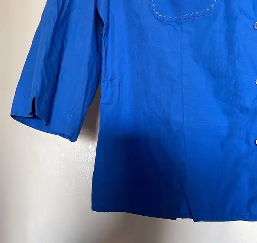 Harvé Benard NWOT Harve Benard Royal Blue w White Stitching Button Down Blouse L