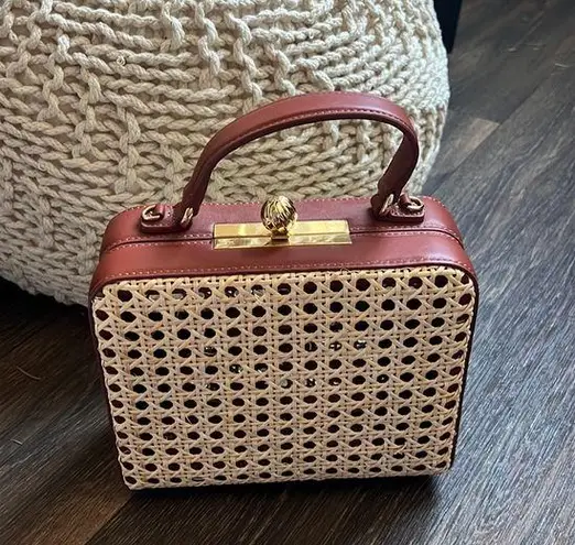 Luna Mini Leather & Rattan Box Bag