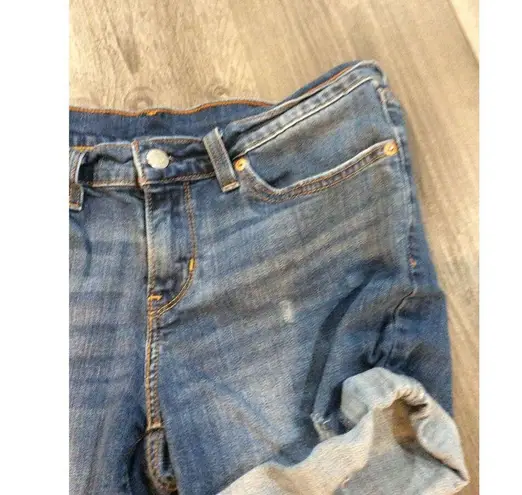 Levi Size 28 destroyed cuff shorts stretchy 4" inseam comfy Blue