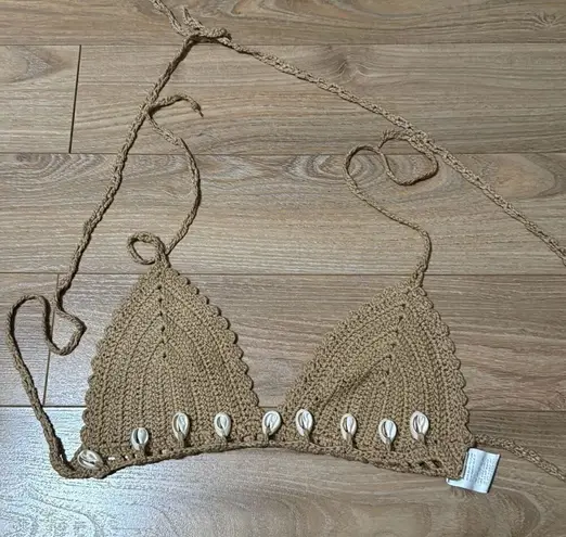 Crochet seashell bikini top size xs Tan - Image 1