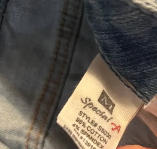 Women’s Denim Shorts Boho Aztec Patch Designs Blue Size M