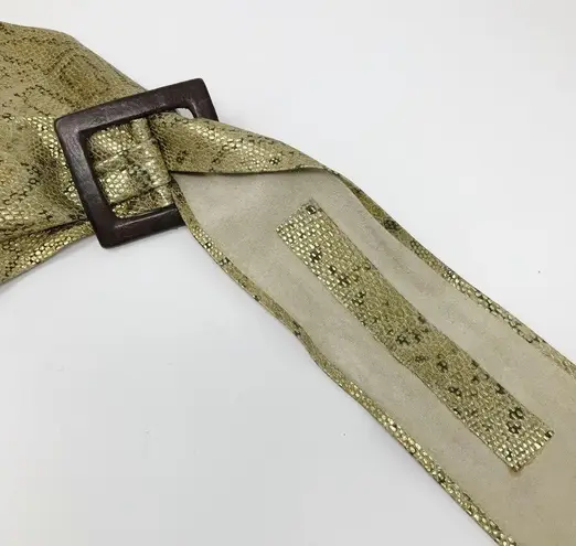 Leatherock 90s Python metallic gold leather embossed metallic wide wrap belt M