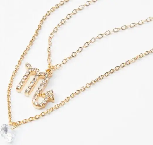 Icing Cubic Zirconia Zodiac Scorpio Multi Strand Necklace Gold