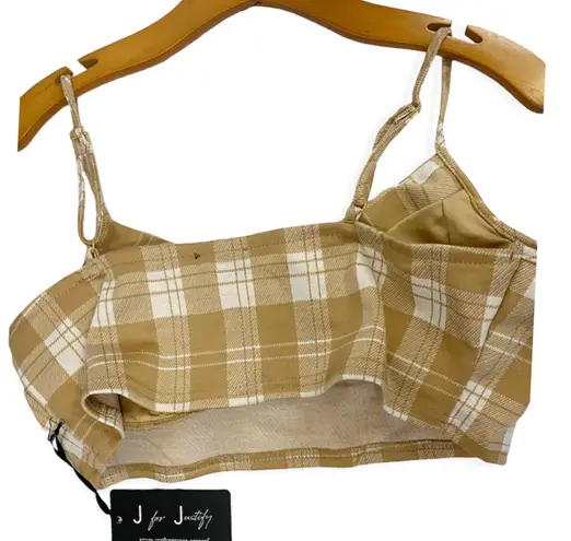 Justify J. For  Plaid Beige and White Bralette NWT Women XL Young Contemporary