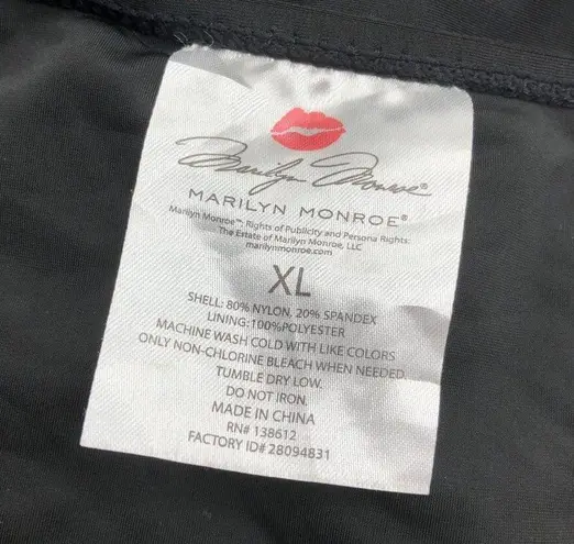 Marilyn Monroe Bikini Bottom High Waist Color Block Red Roses Black XL