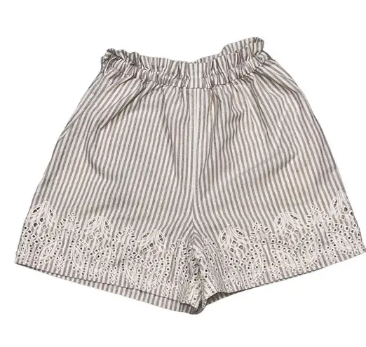 Johnny Was Women’s Ciana Embroidered High Waist Stripe Paper Bag Short size XS