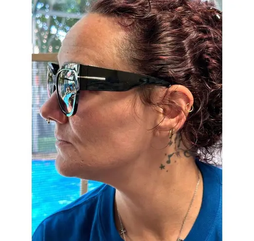 Chic Blue Light Blocking Cat Eye Retro Sunglasses Gradient Lenses Black