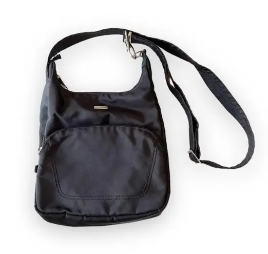 Travelon Black Nylon Crossbody Travel Bag Antitheft RFID Locking Zippers Pockets