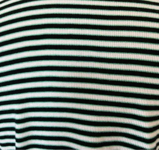 Levi's White Black and Blue Striped Ribbed Long Sleeve Turtleneck T-Shirt