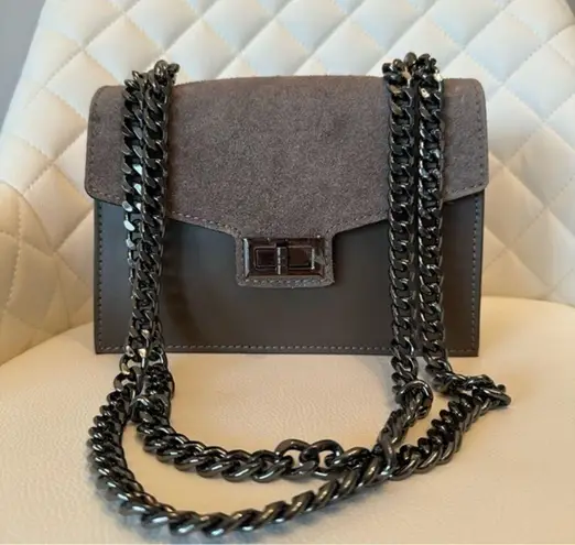 New trending color Italian purse / bag / perfect for night out/ suede leather​ Brown