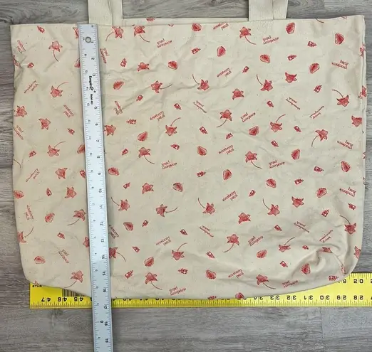 Birds n Bees Cream & Red Strawberry Patch Print Open Canvas Tote Multiple