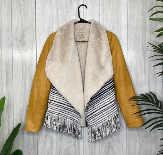 Nordstrom Chaser Leather Fringe Lined Jacket size S Small