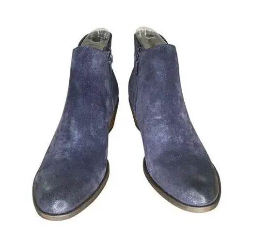 Josef Seibel Daphne 11 Blue Suede Ankle Boots W/ Inside Zipper & Faux Fur Lining Size 6