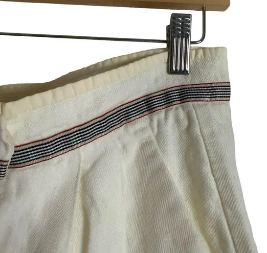 Max Mara White Pleated Linen Stripe Ribbon Trim Knee Length Pencil Skirt Size 6