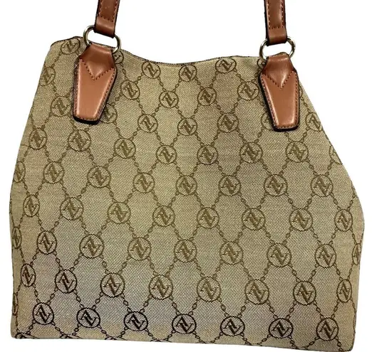 Adrienne Vittadini  Signature Collection Neutral Jacquard Hobo Handbag Purse