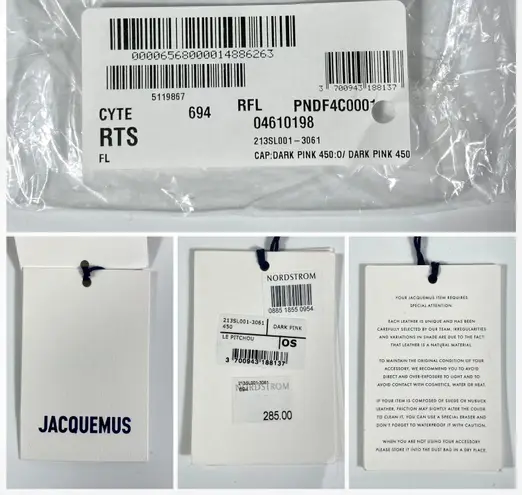 Jacquemus NWT Le Pitchou Round Coin Purse Dark Pink