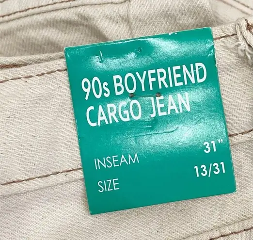 S.O.N.G 90’s Boyfriend Cargo Jeans in Denim Khaki Color Size 13/31