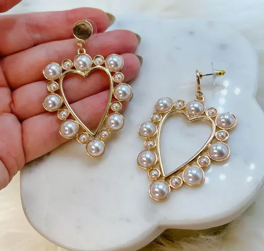 Nordstrom gold pearl heart earrings