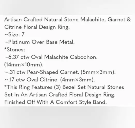 Artisan Crafted African Malachite Multi Gemstone Ring in Platinum over Copper 7 Green