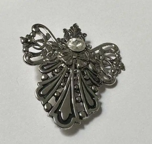 Handcrafted Signed Jane 1997 AOL Brooch Pin Silver Tone / Rhinestone