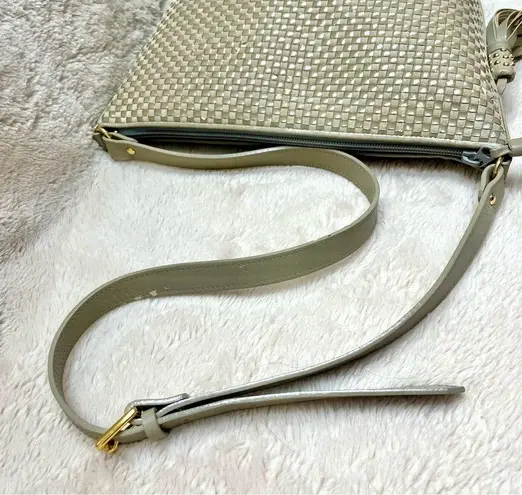 YSL RARE Vintage Woven Taupe Shoulder Bag Full Inclusion