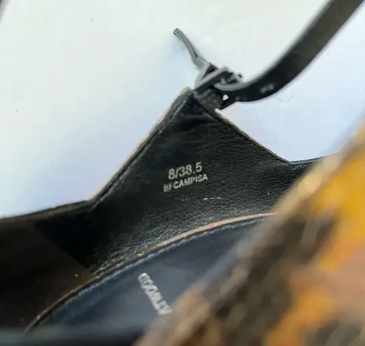 Brian Atwood Campisa black suede and bronze snakeskin embossed stiletto heels