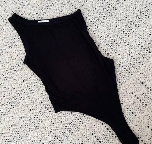 Betro Simone One Shoulder Ribbed One Piece Bodysuit Black (Large)