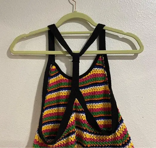 ZARA  Rainbow Crochet Knit Tank Sz S