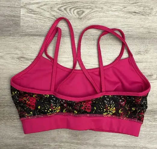 Gaiam Pink, Black, Gray & Neon Yellow Low Impact Sports Bra Size Medium