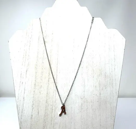 Initial “A” charm necklace, titanium steel, adjustable length Silver