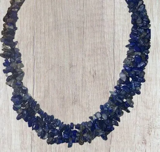 Lapis Lazuli Multi Strand Chip Necklace 16” Blue