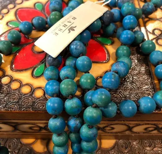 Barse Brand BARSE Genuine Azurite Magnesite Beaded Matte Necklace NWT 60”