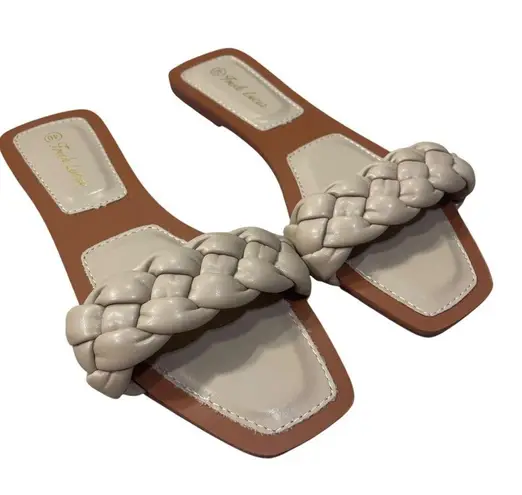 Trish Lucia Braided Slide Sandal Light Tan Size 40 (9) Square Toe Brown - Image 1