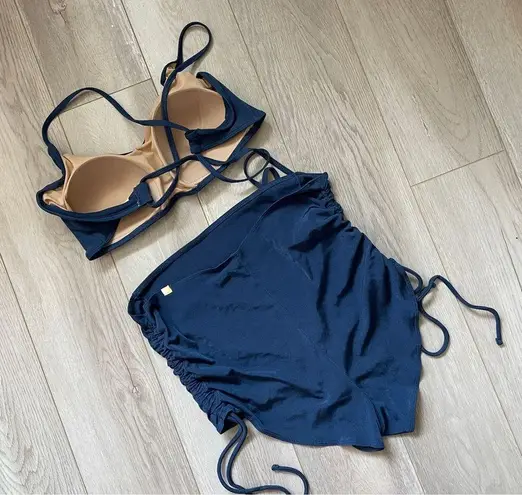 Summersalt The Maternity Ribbed Bikini Top (Size 8) and Bottoms (Size 12) Blue