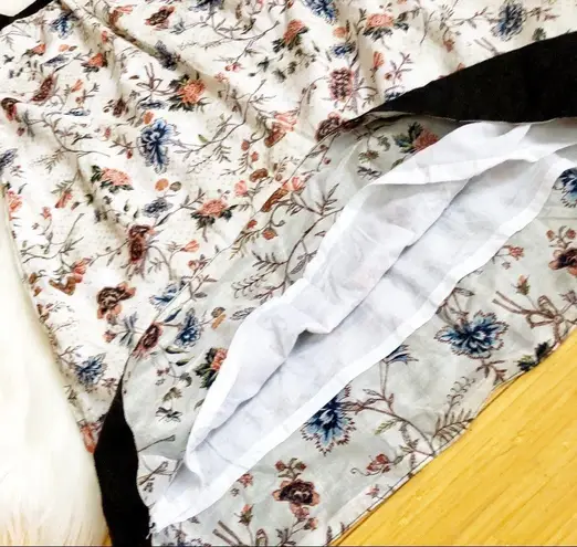 Azure Floral Kimono-sleeved Boho Cotton Dress Sz S