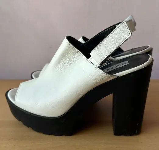 Steve Madden White and Black Heeled Sandals