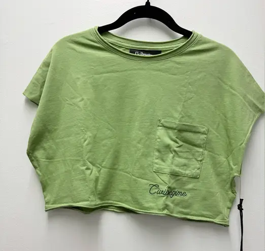 NWT Civil Regime Classic Script Slouchy Cropped Muscle Shirt, Green | Size Small
