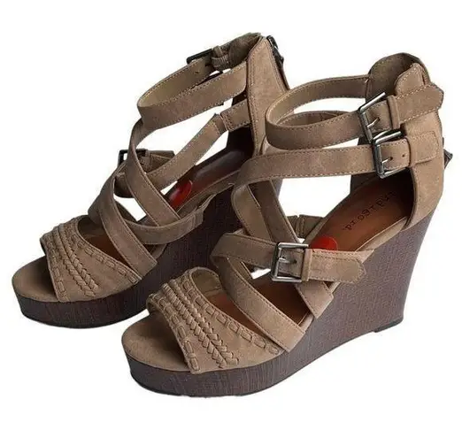 Indigo rd. Sandals Womens 8M Irkammie Brown Strappy Platform Wedge Gladiator