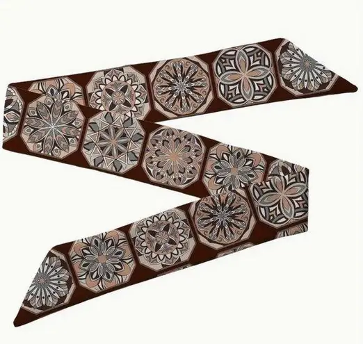 Two Vintage Mandala Pattern Thin Purse Scarves / Hair Bands / Scarve