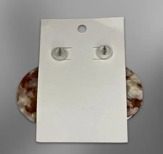 Fashion Jewelry Earrings Lightweight Stylish Marbled Disc Design Resin/Gold W OS