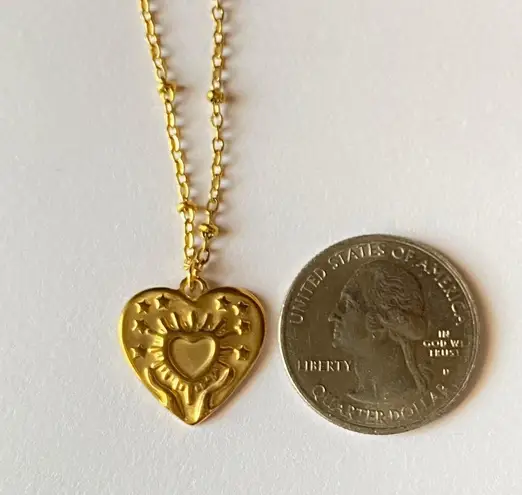 Handmade gold tone stainless steel celestial whimsical boho heart necklace🌟