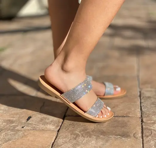 Soda Shoes Clear Double Strap Rhinestone Sandal